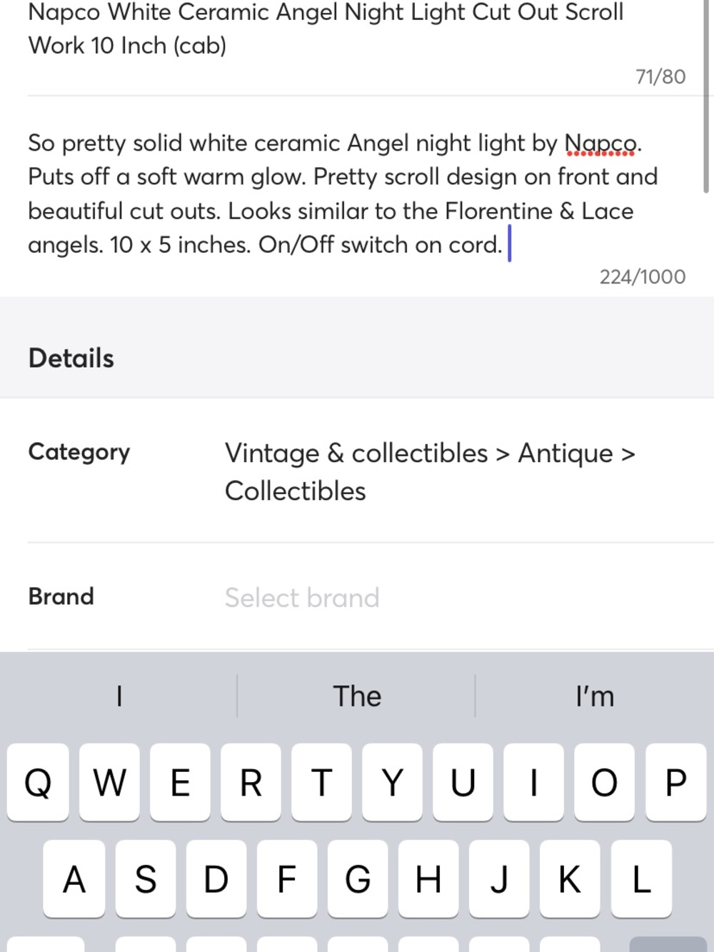 Napco Ceramic White Angel Night Light Holding A Heart - Picture 4 of 4